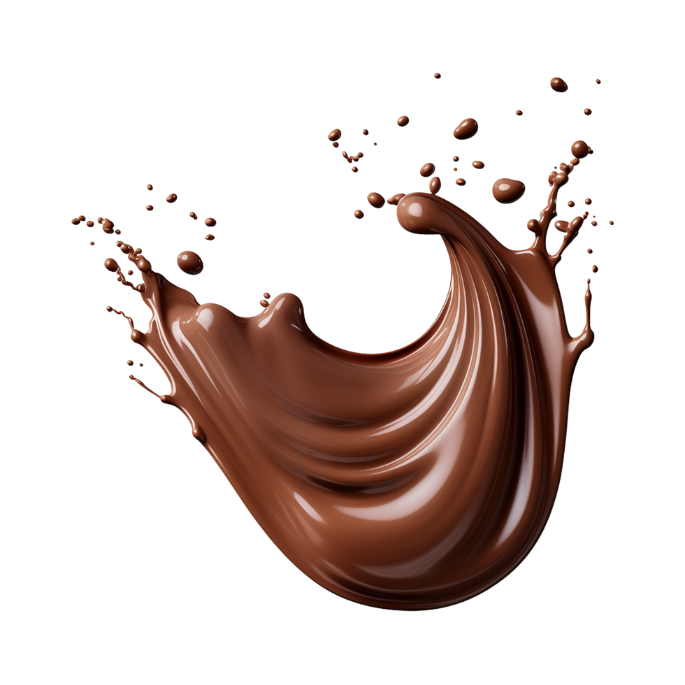 AI generated Splash of brown liquid chocolate with drops isolated on transparent background png