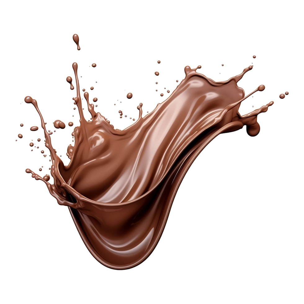 AI generated Splash of brown liquid chocolate with drops isolated on transparent background png