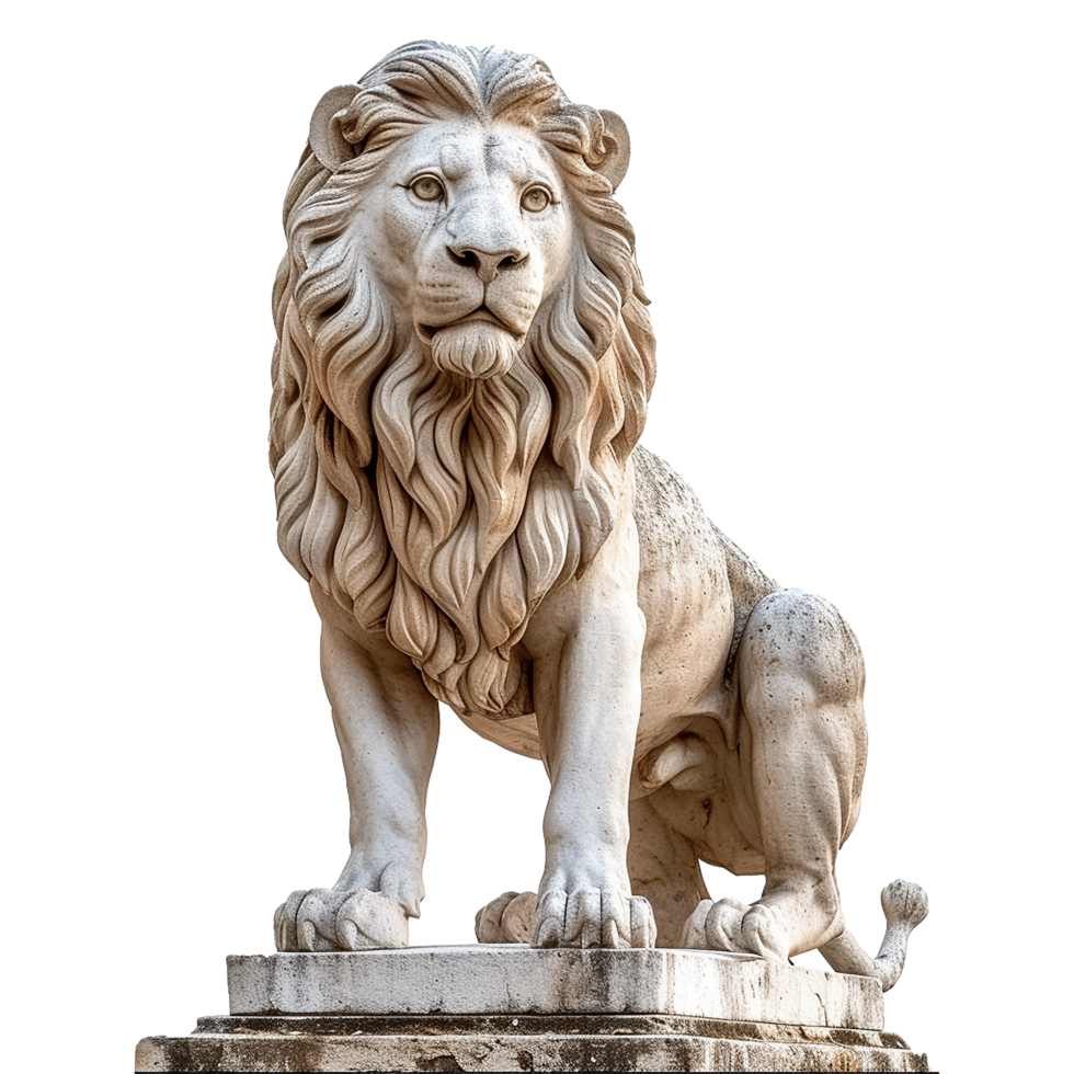 AI generated Lion statue isolated on transparent background png