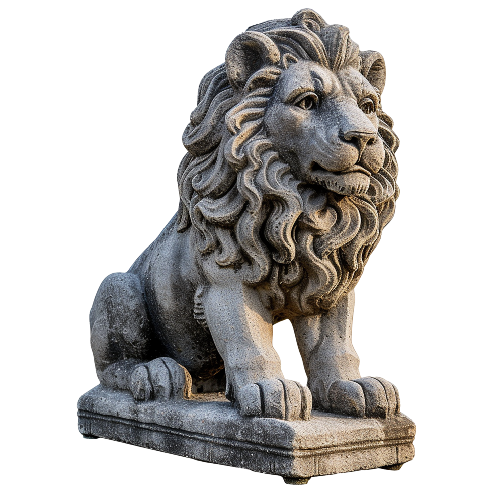 AI generated Lion statue isolated on transparent background png