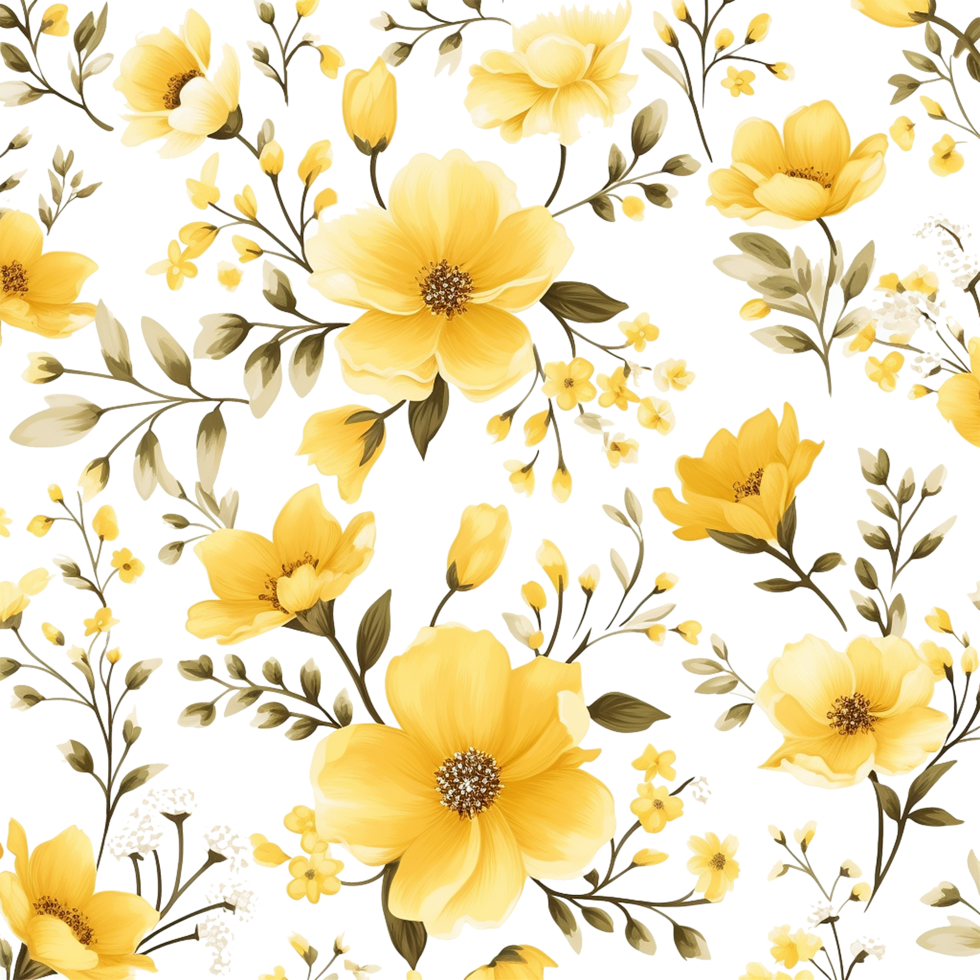 ai generiert schön Gelb Blumen- nahtlos Muster isoliert auf transparent Hintergrund png