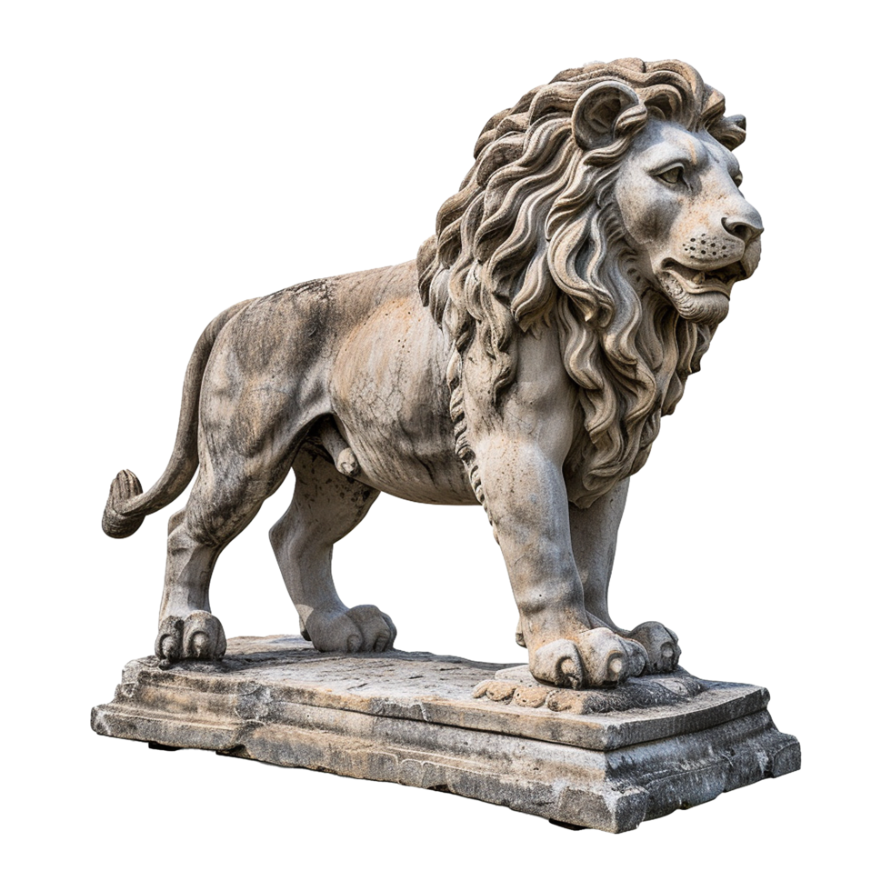 AI generated Lion statue isolated on transparent background png