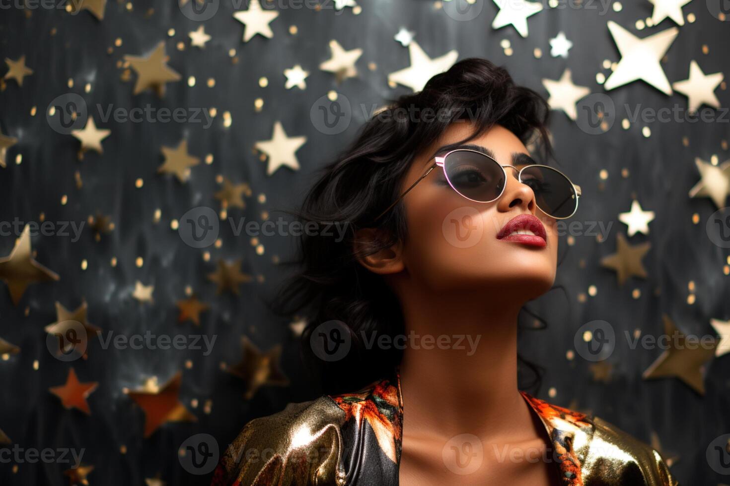 AI generated South Asian female model wearing sunglasses photo