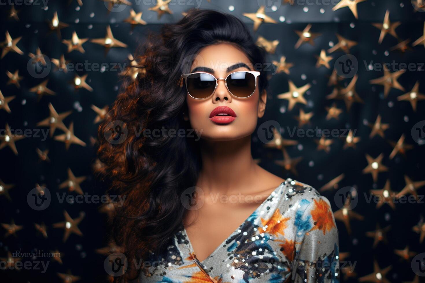 AI generated South Asian female model wearing sunglasses photo