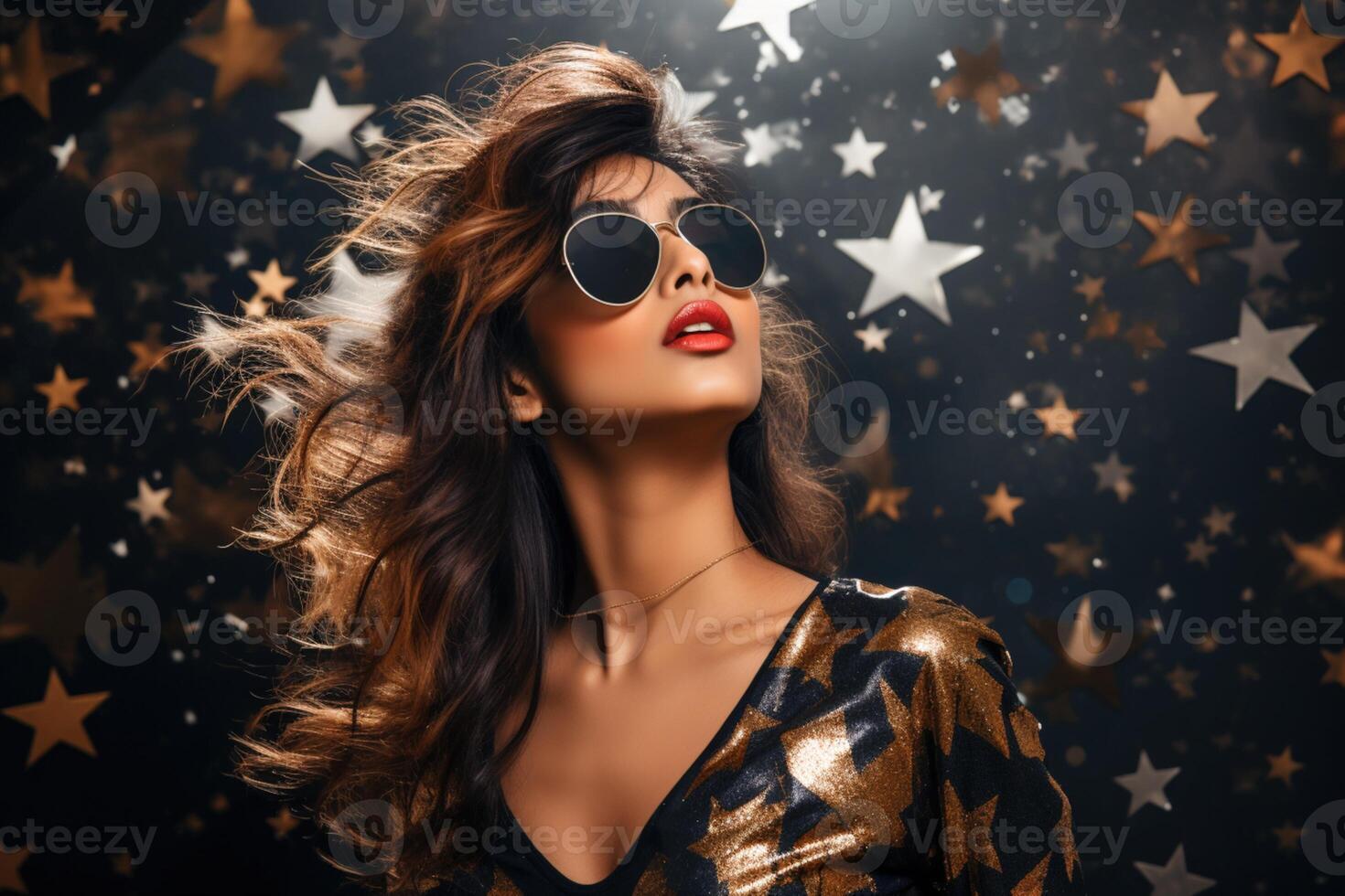 AI generated South Asian female model wearing sunglasses photo