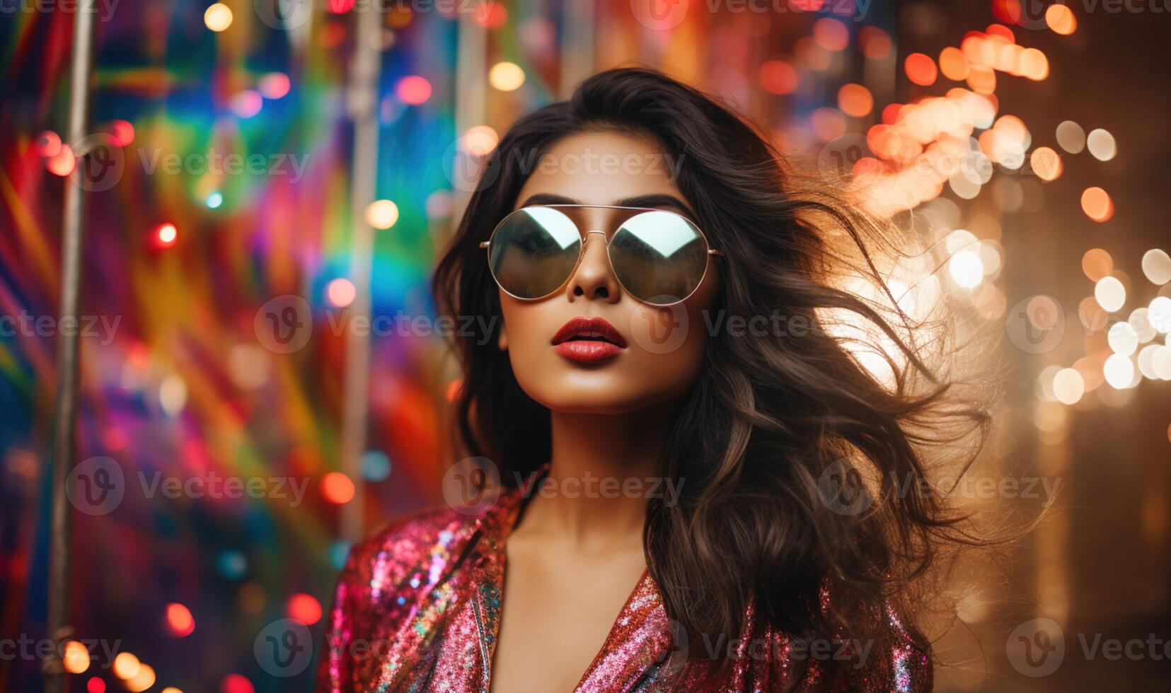 AI generated South Asian female model wearing sunglasses photo