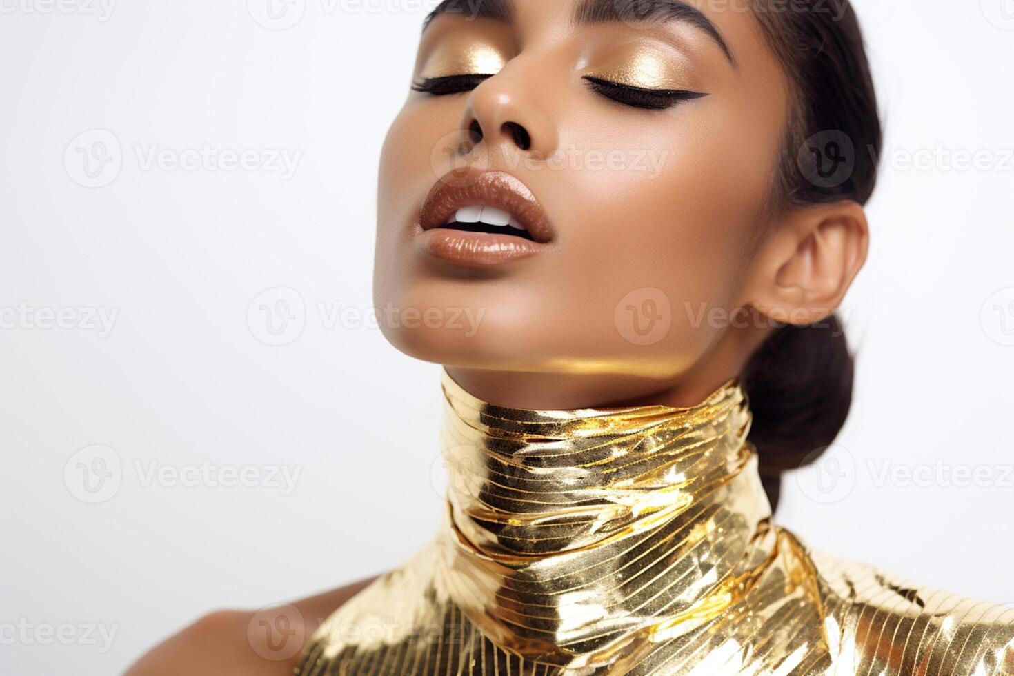 AI generated South Asian Girl in Golden Clothes photo