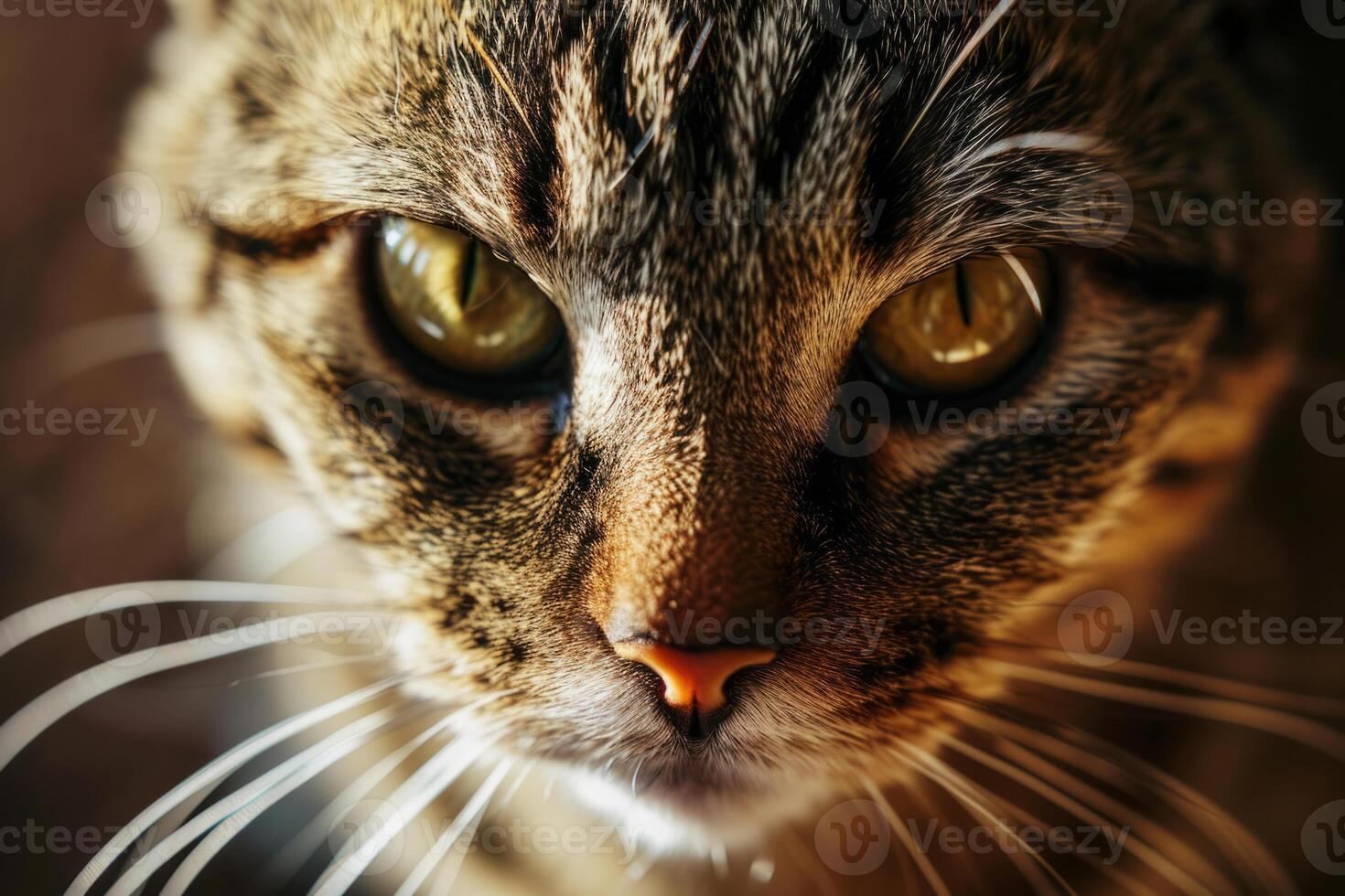 AI generated Cat's face with expressive eyes. Pets and lifestyle concept. Generative AI photo