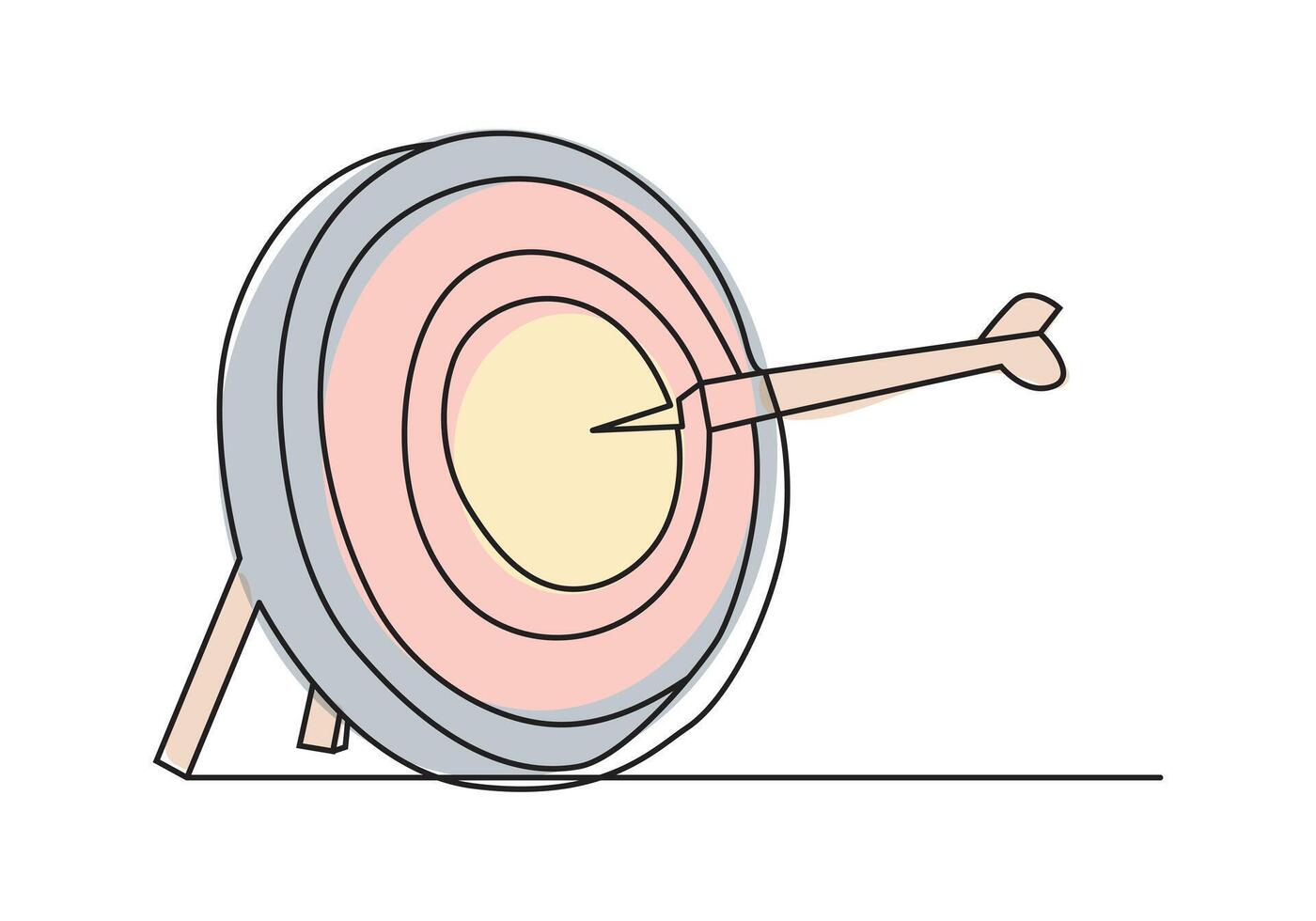 Target with arrows in Continuous line drawing. shot bullseye. Business strategy concept. Arrow in target pad. Vector illustration