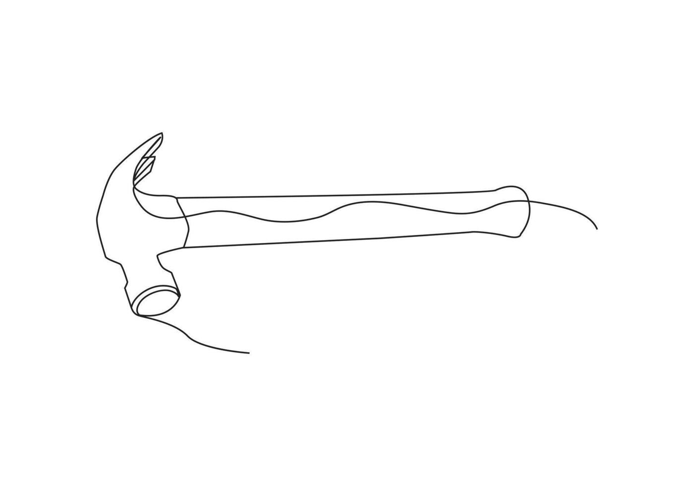 Hammer in Continuous one simple single line drawing. One line drawing background. Continuous line drawing of hammer and nail. Vector illustration.