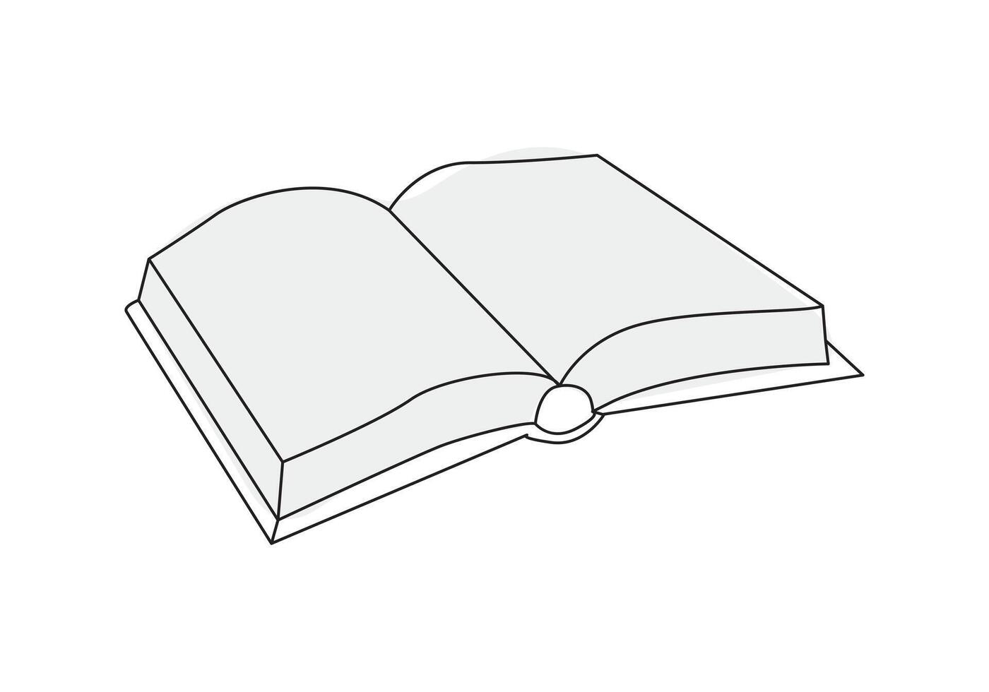 Opened book in continuous line drawing. Education study and knowledge library concept in simple linear style vector