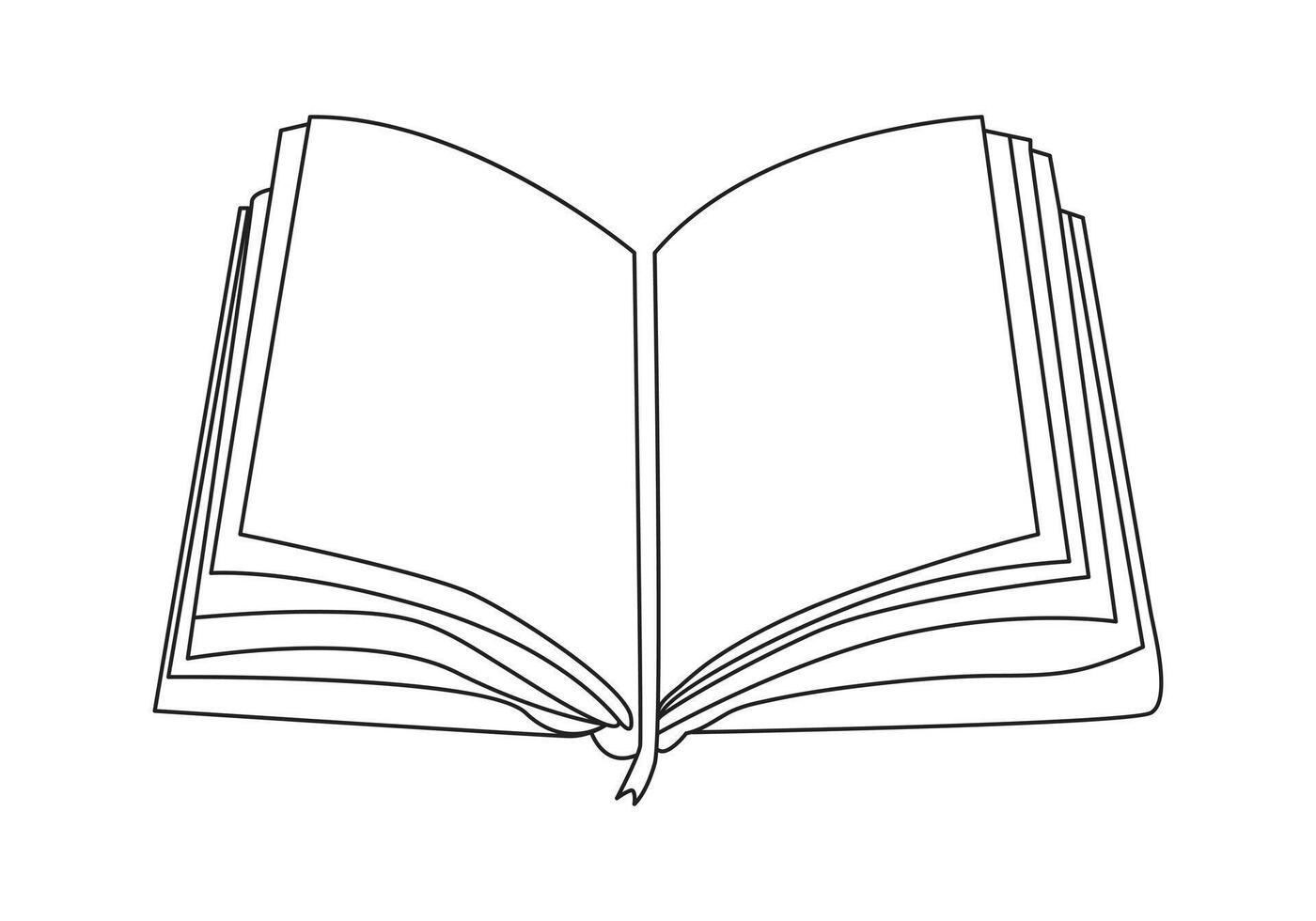 Opened book in continuous line drawing. Education study and knowledge library concept in simple linear style vector