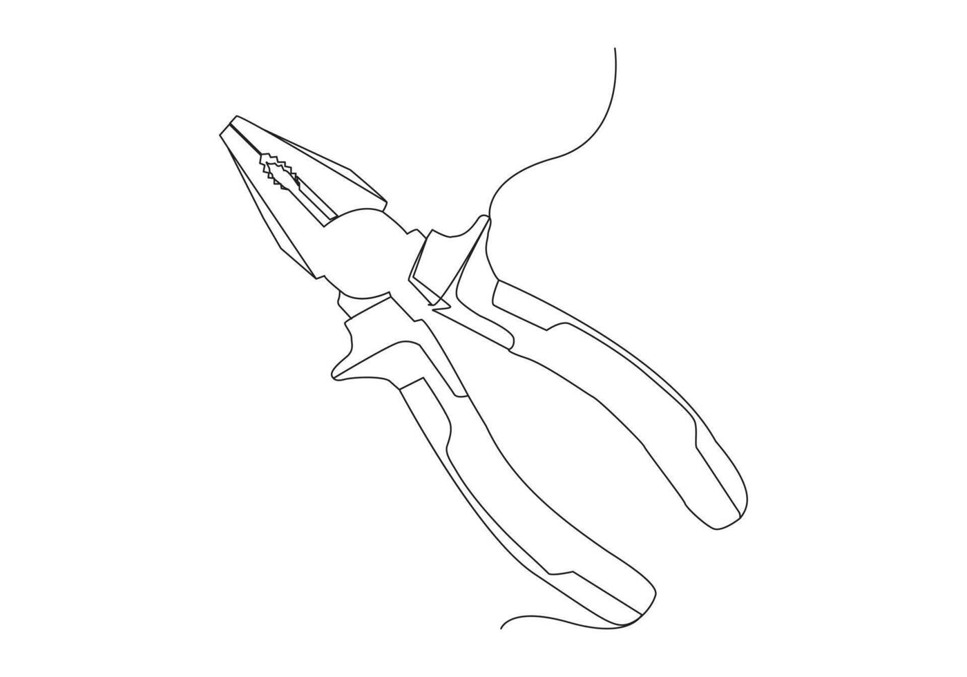 cutting pliers in Continuous one line drawing support, maintenance. Hand drawn vector illustration