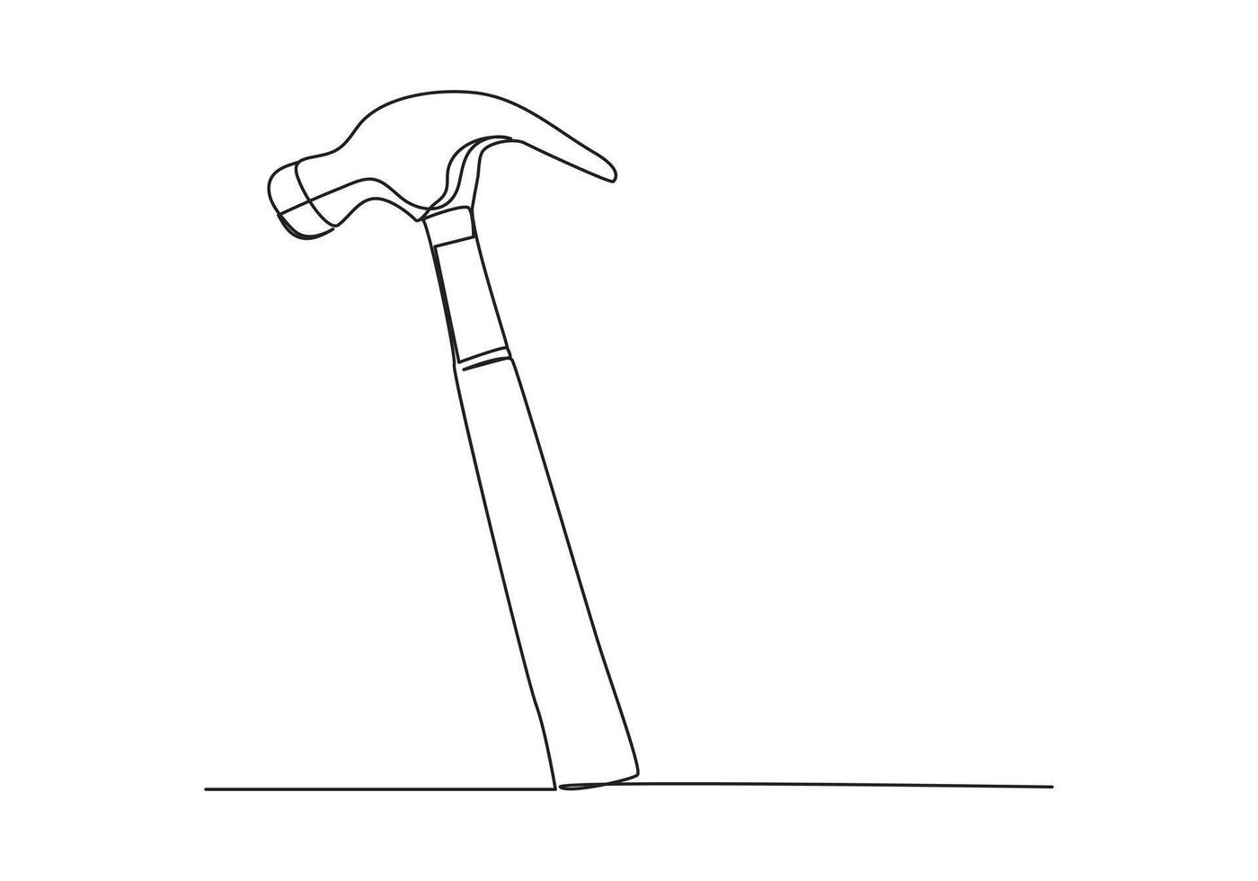 Hammer in Continuous one simple single line drawing. One line drawing