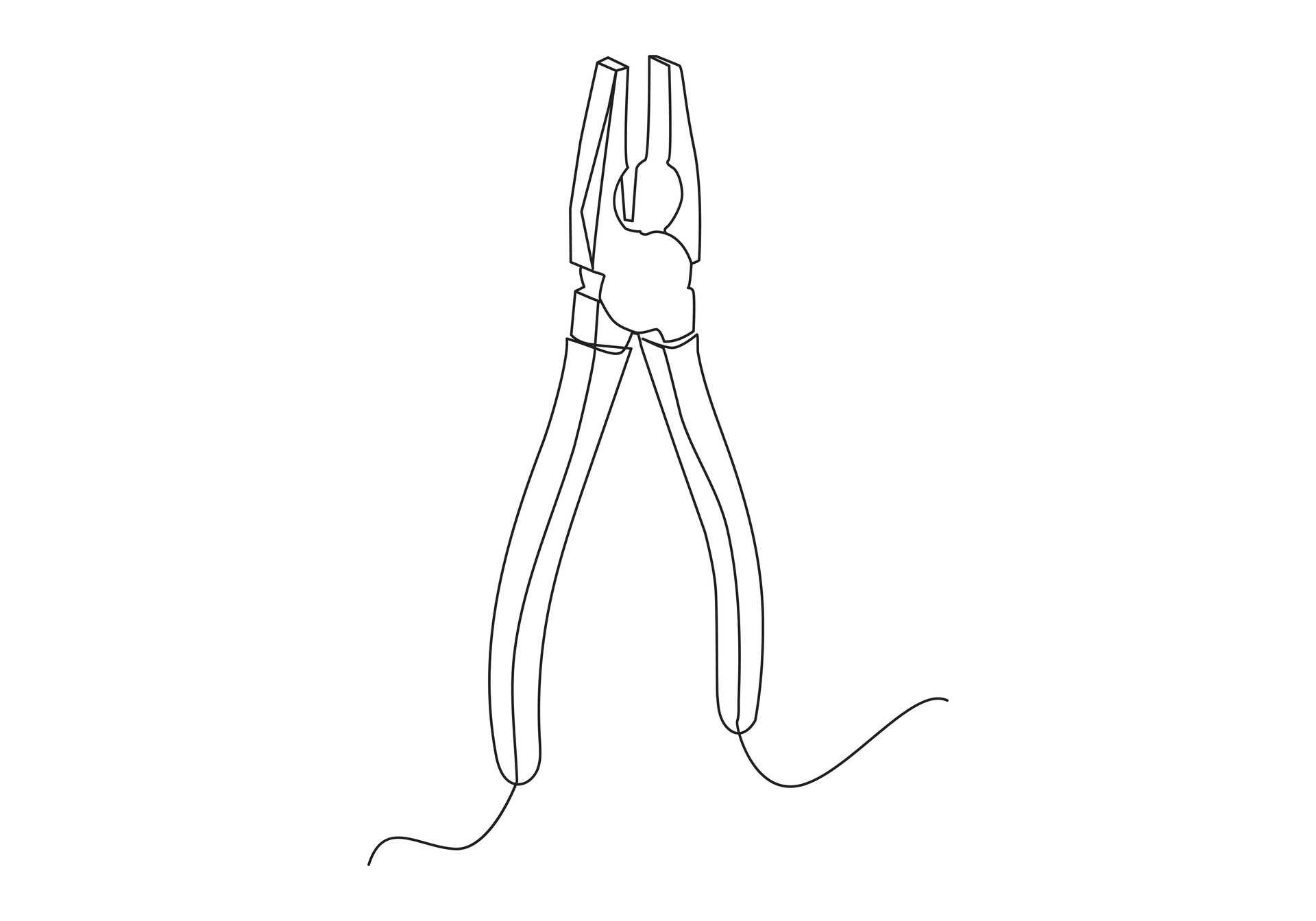 cutting pliers in Continuous one line drawing support, maintenance