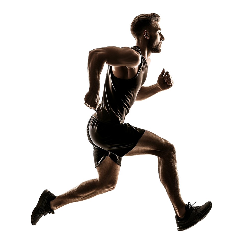 AI generated Young male athlete running isolated on transparent background png