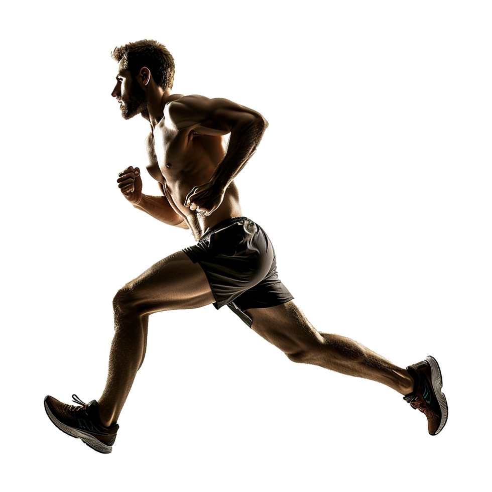 AI generated Young male athlete running isolated on transparent background png