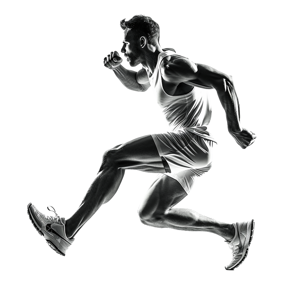 AI generated Young male athlete running isolated on transparent background png