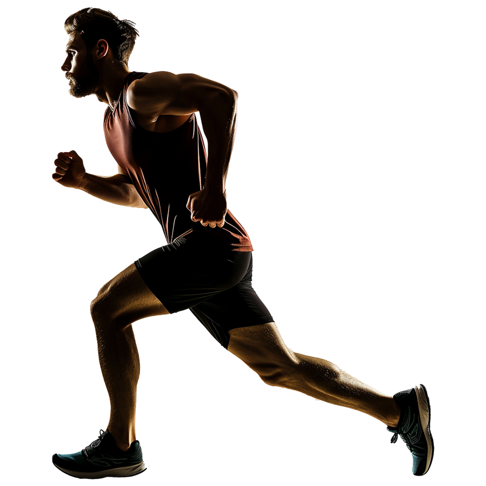 AI generated Young male athlete running isolated on transparent background png