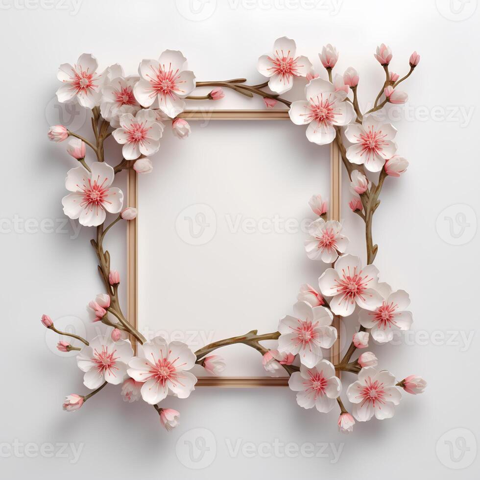 AI generated Floral frame spring mockup photo