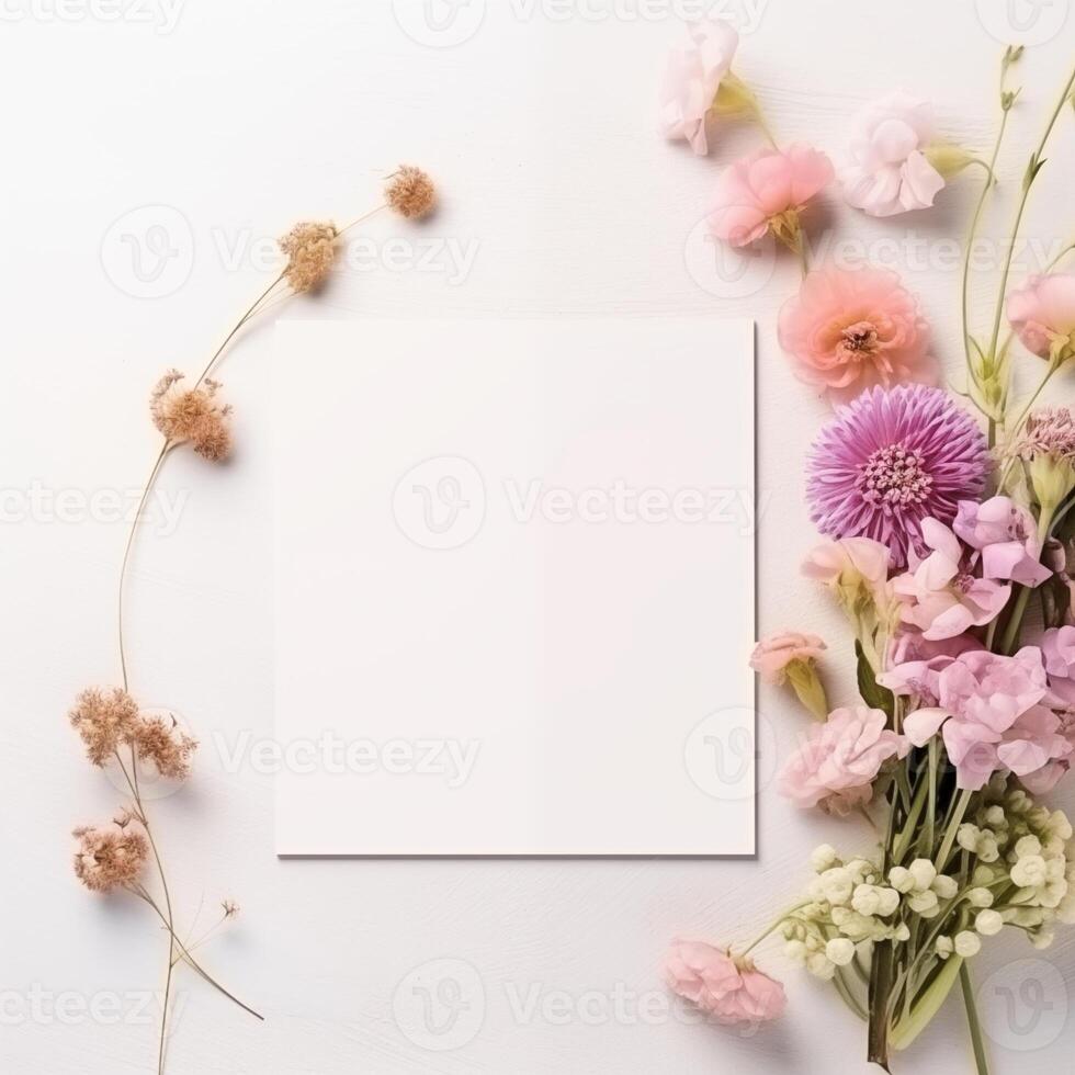 AI generated Floral frame spring mockup photo