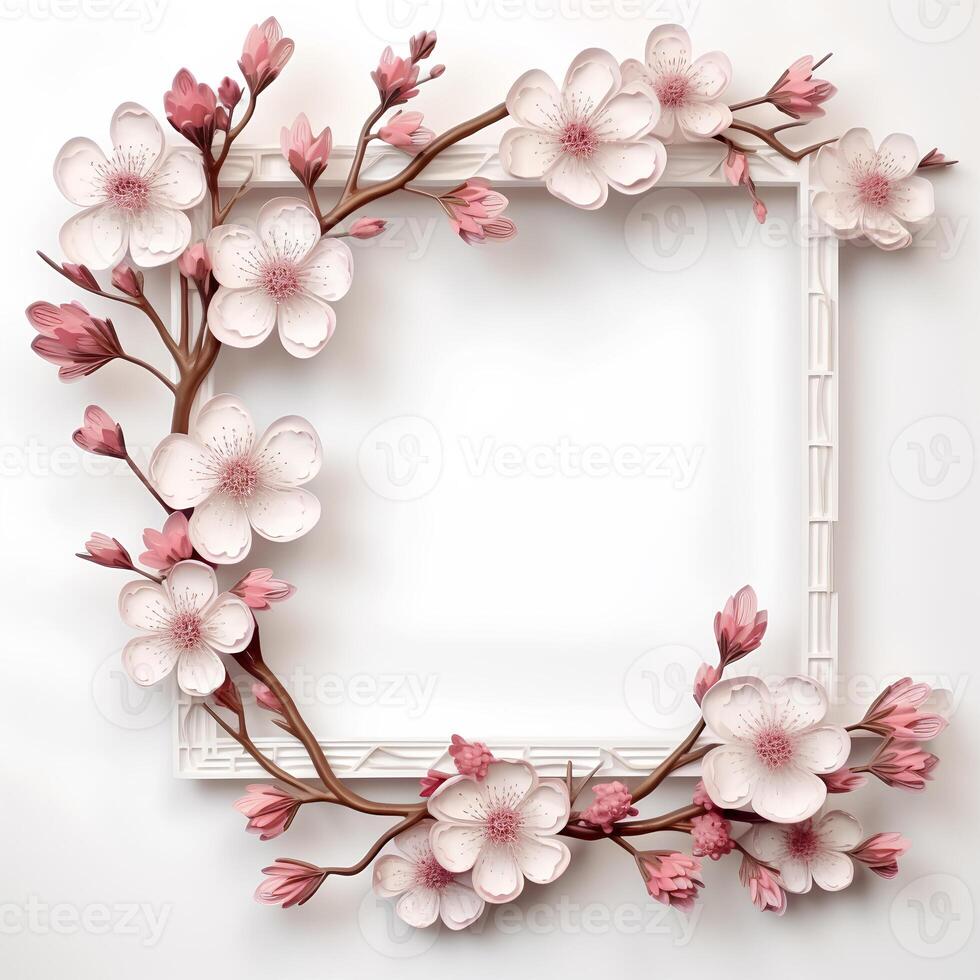 AI generated Floral frame spring mockup photo