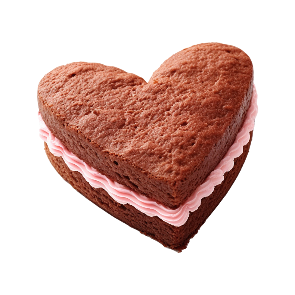 AI generated Heart shaped cake isolated on transparent background png