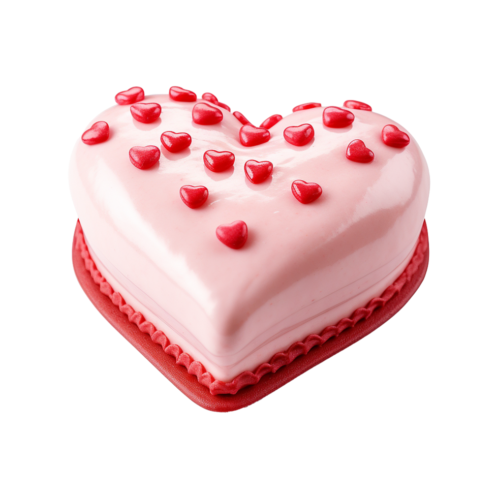 AI generated Heart shaped cake isolated on transparent background png