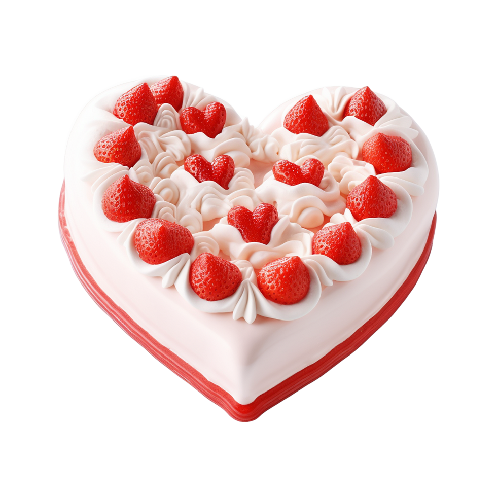 AI generated Heart shaped cake isolated on transparent background png