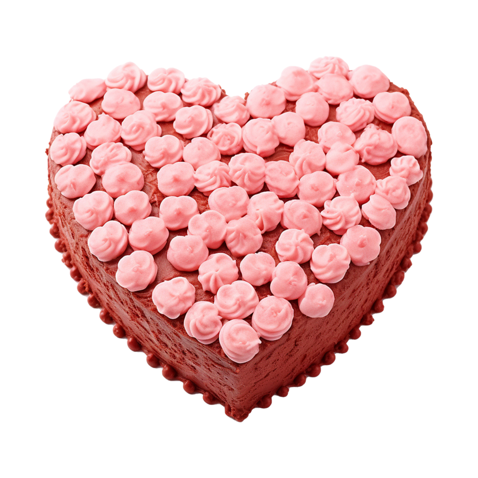 AI generated Heart shaped cake isolated on transparent background png