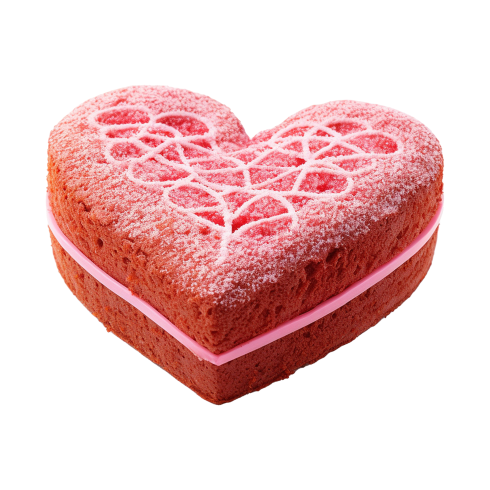 AI generated Heart shaped cake isolated on transparent background png