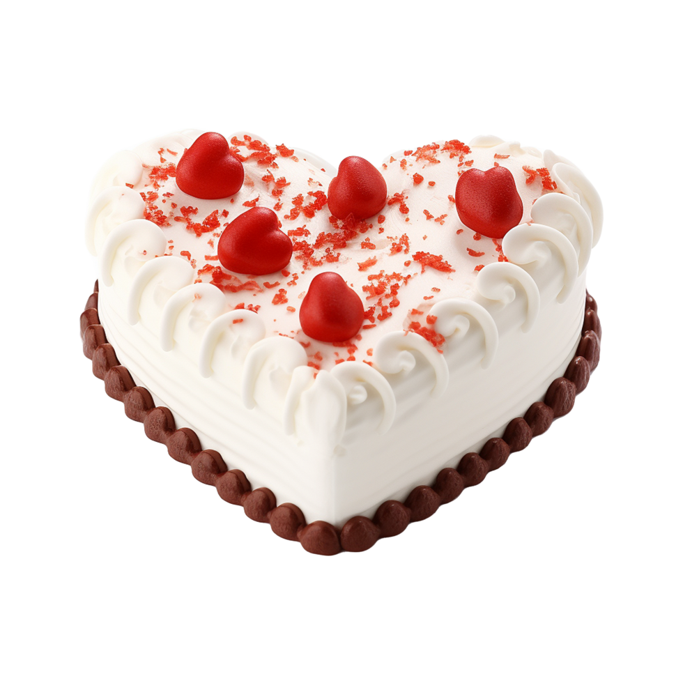 AI generated Heart shaped cake isolated on transparent background png