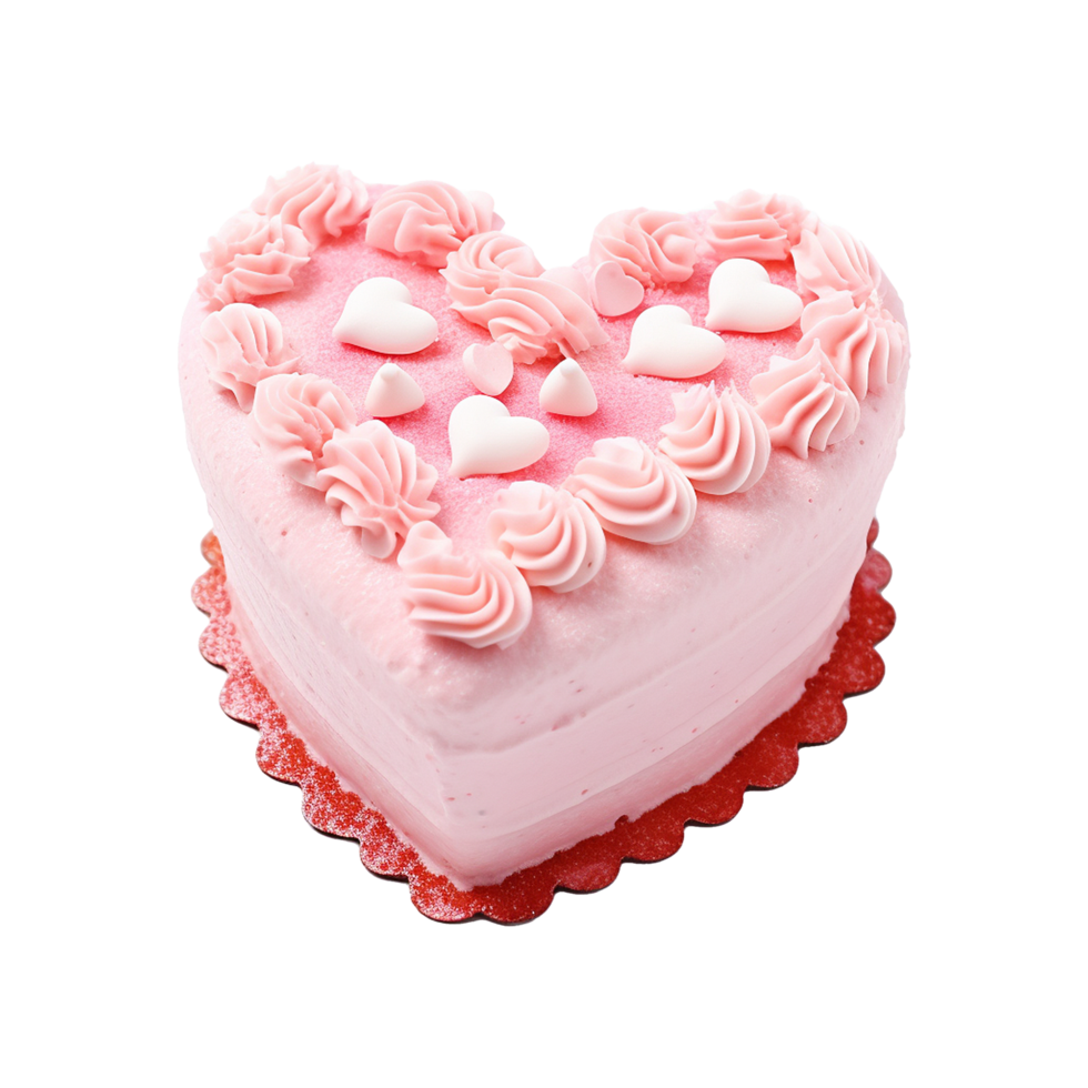 AI generated Heart shaped cake isolated on transparent background png