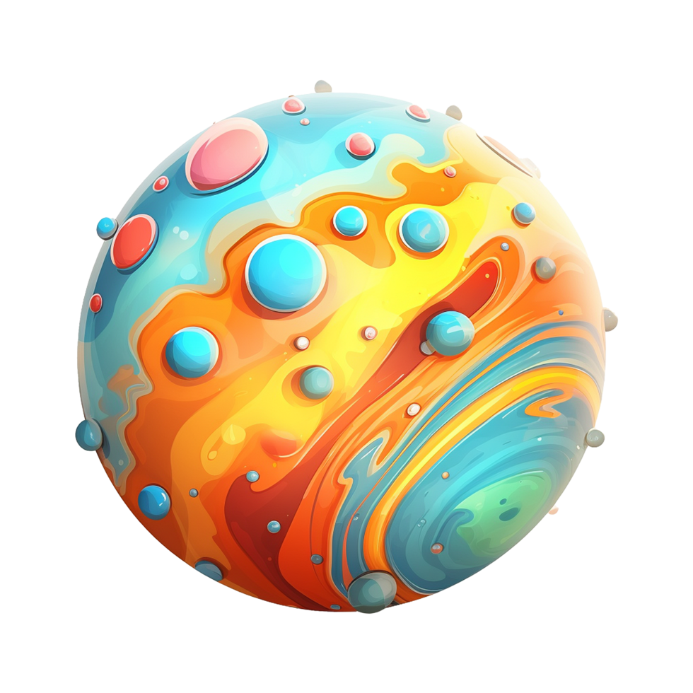 AI generated Fictional 3d cartoon planets isolated on transparent background png