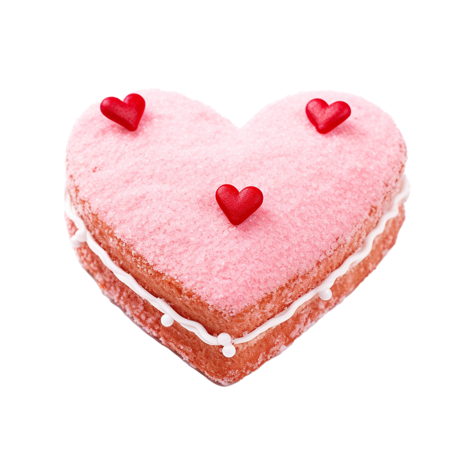 AI generated Heart shaped cake isolated on transparent background png