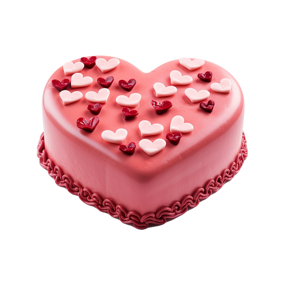 AI generated Heart shaped cake isolated on transparent background png