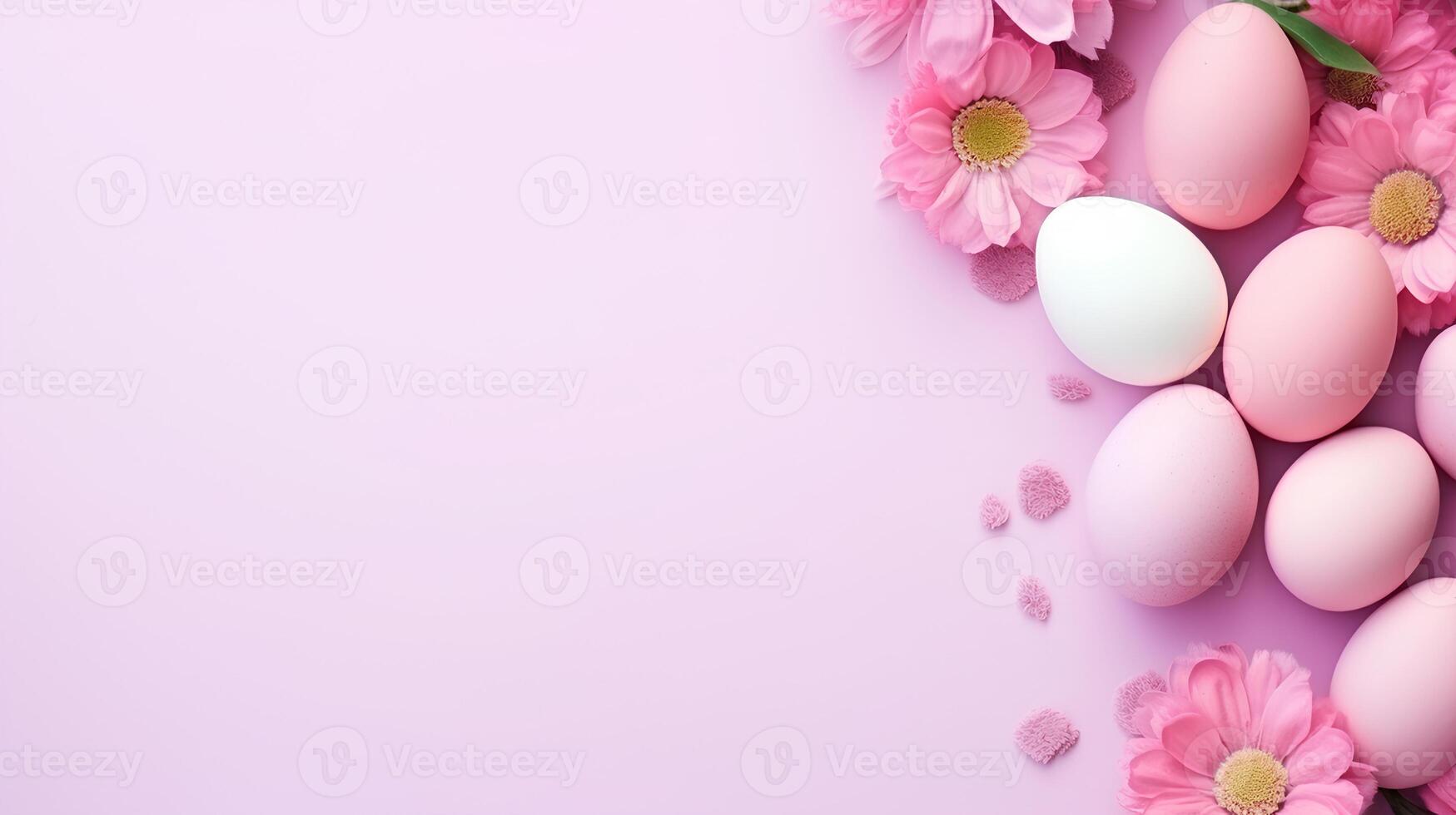 AI generated sfondo colorato di pasqua con uova e spazio vuoto photo