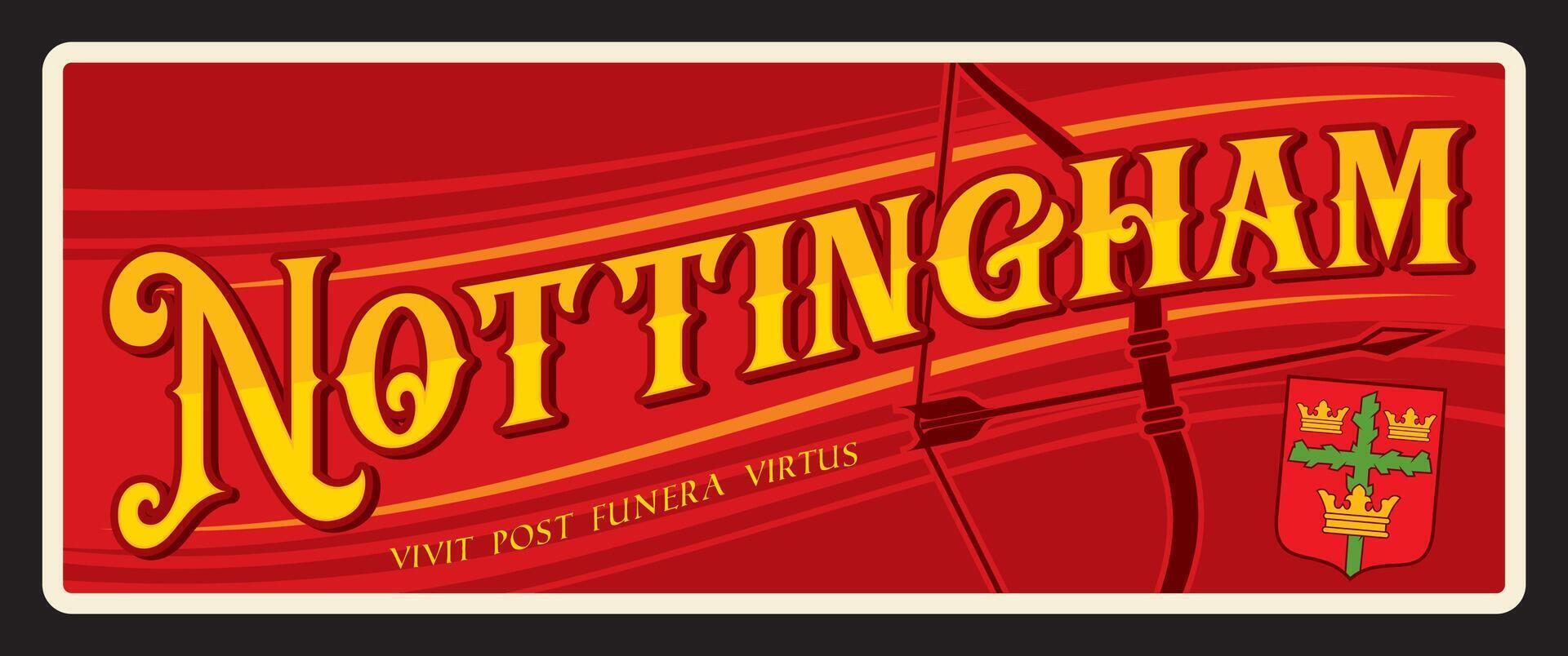 Nottingham retro británico viaje pegatina vector