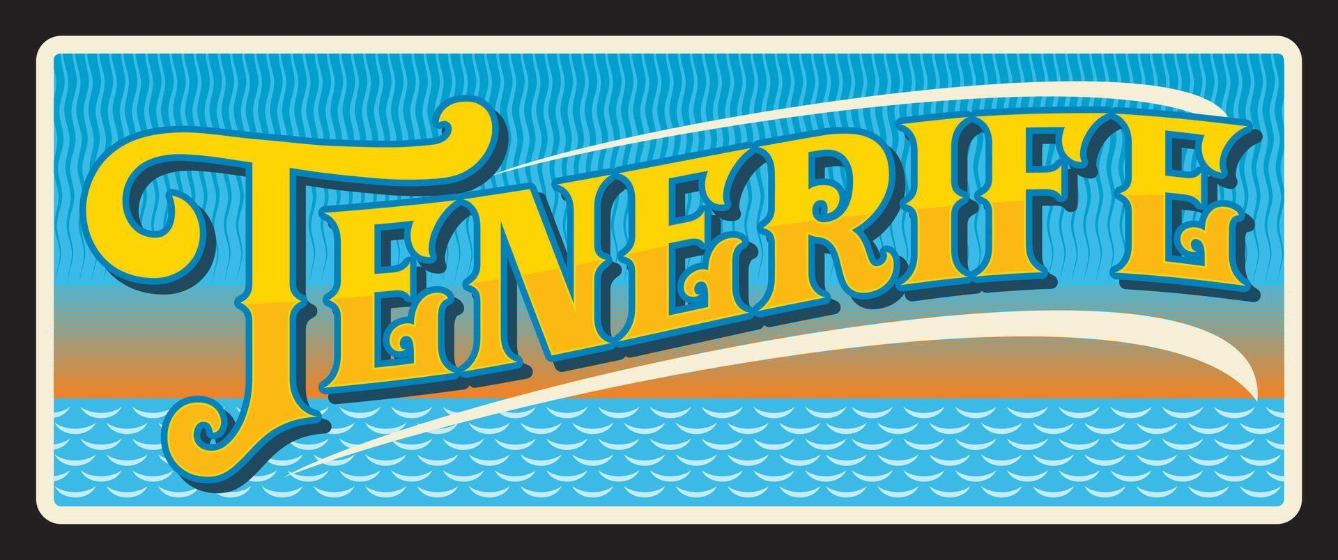 Tenerife, Spanish retro island plate vector
