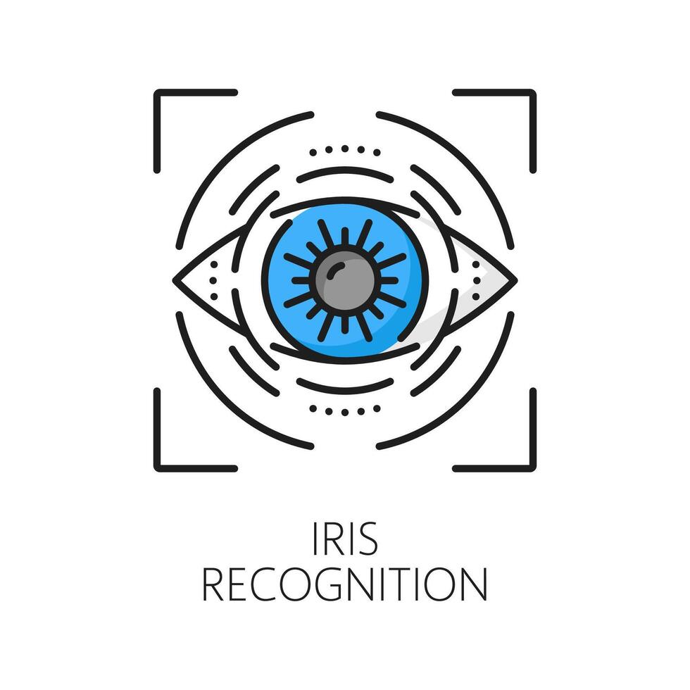 biométrico identificación, iris reconocimiento icono vector