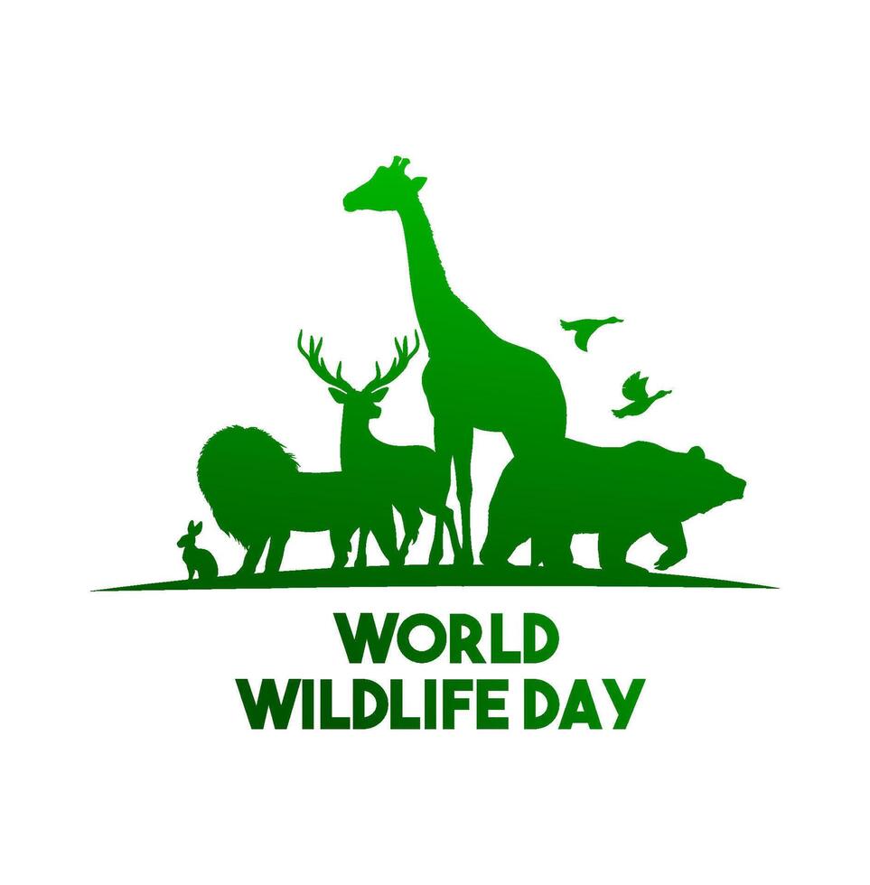 Wildlife day vector poster wild animals and earth