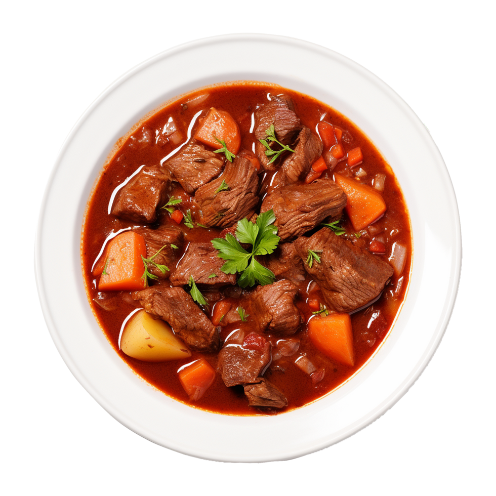 AI generated Beef stew traditional homemade goulash isolated on transparent png