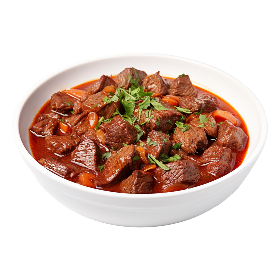 AI generated Beef stew traditional homemade goulash isolated on transparent png