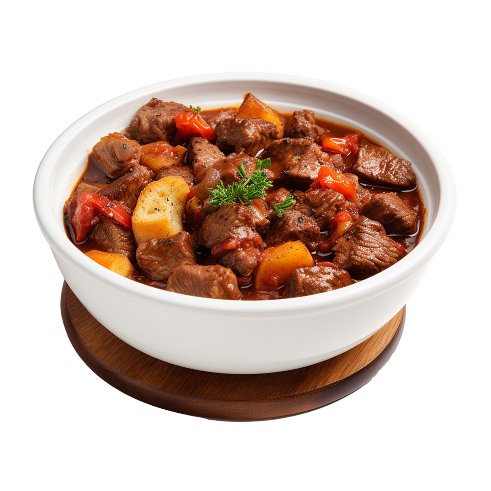 AI generated Beef stew traditional homemade goulash isolated on transparent png