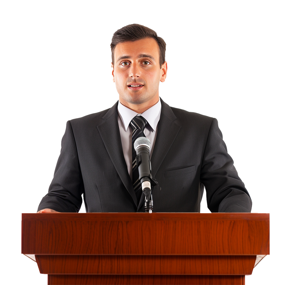 AI generated Businessman in microphone png isolated on transparent background