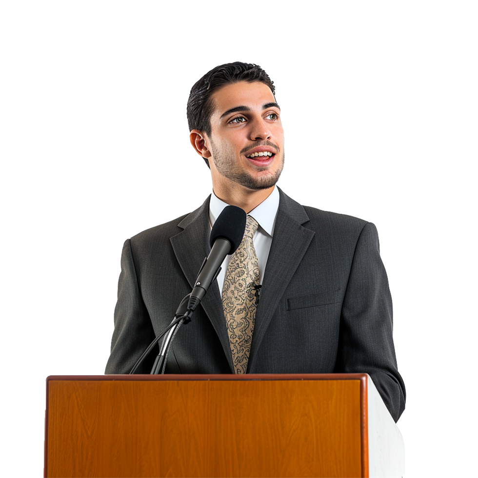 AI generated Businessman in microphone png isolated on transparent background