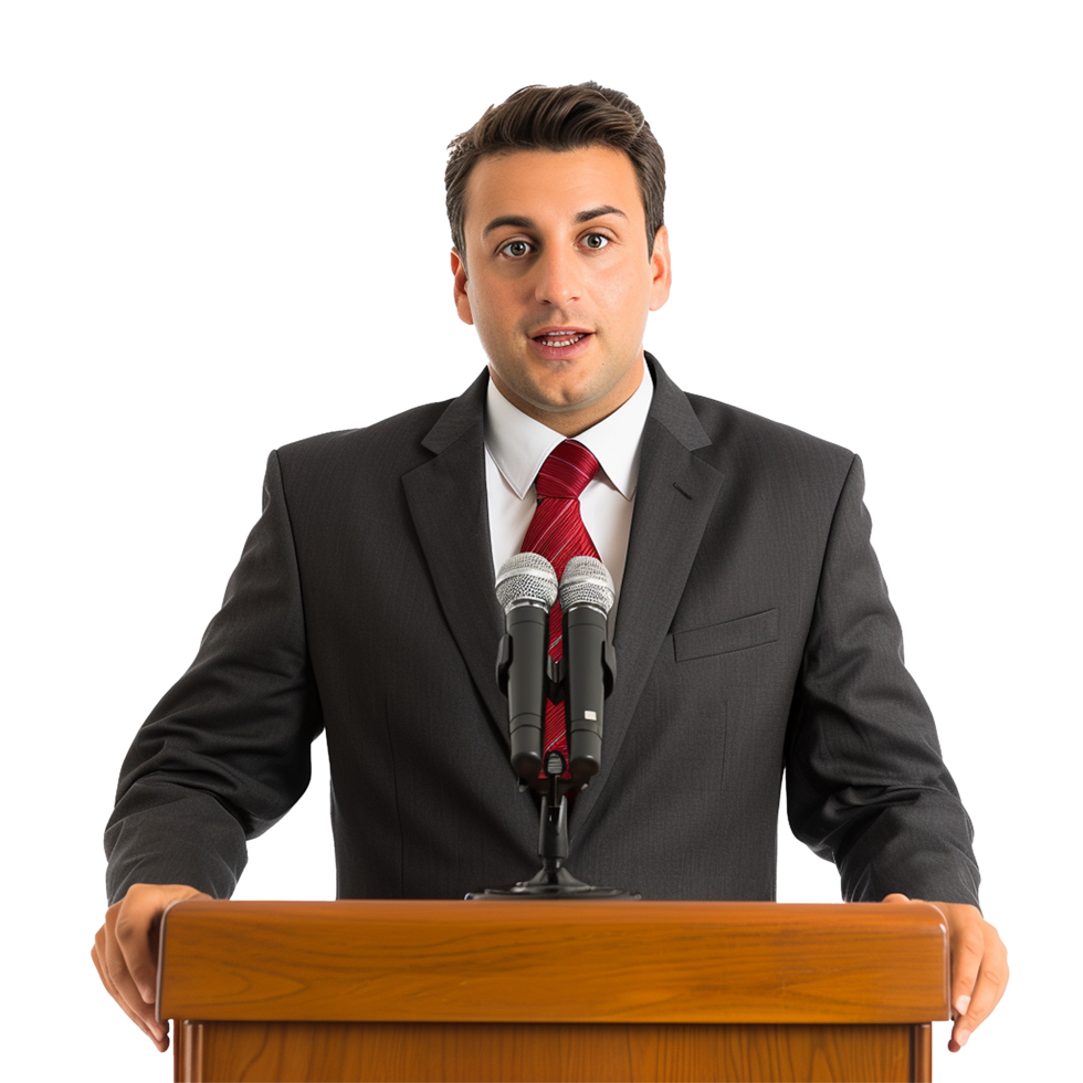AI generated Businessman in microphone png isolated on transparent background