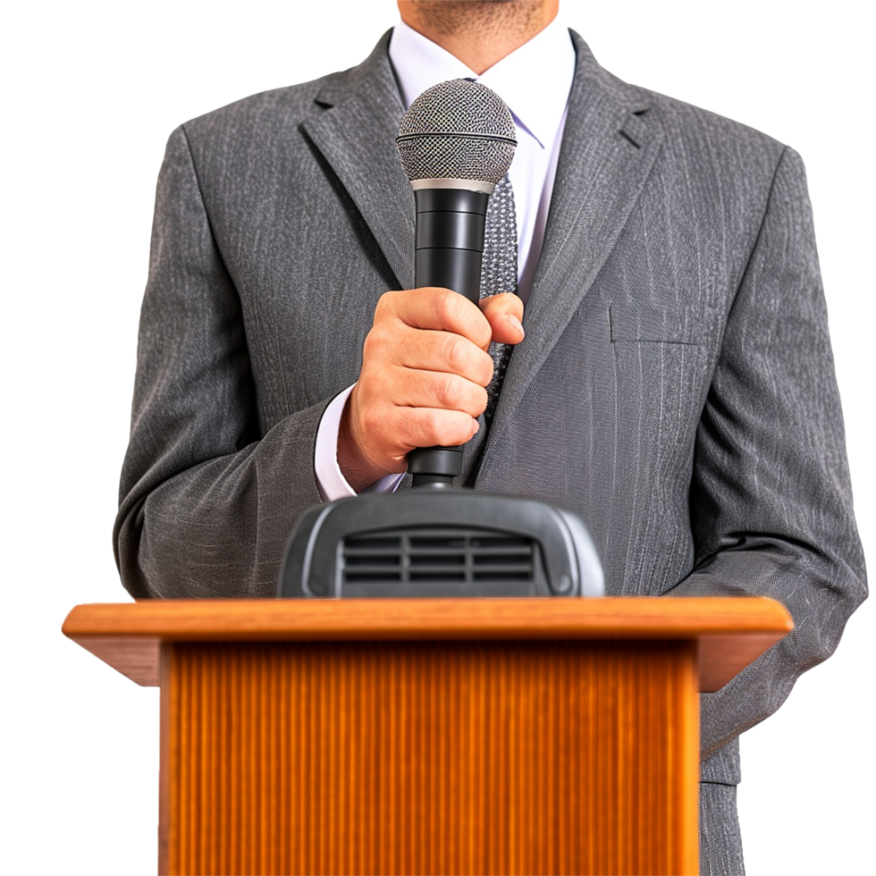 AI generated Businessman in microphone png isolated on transparent background