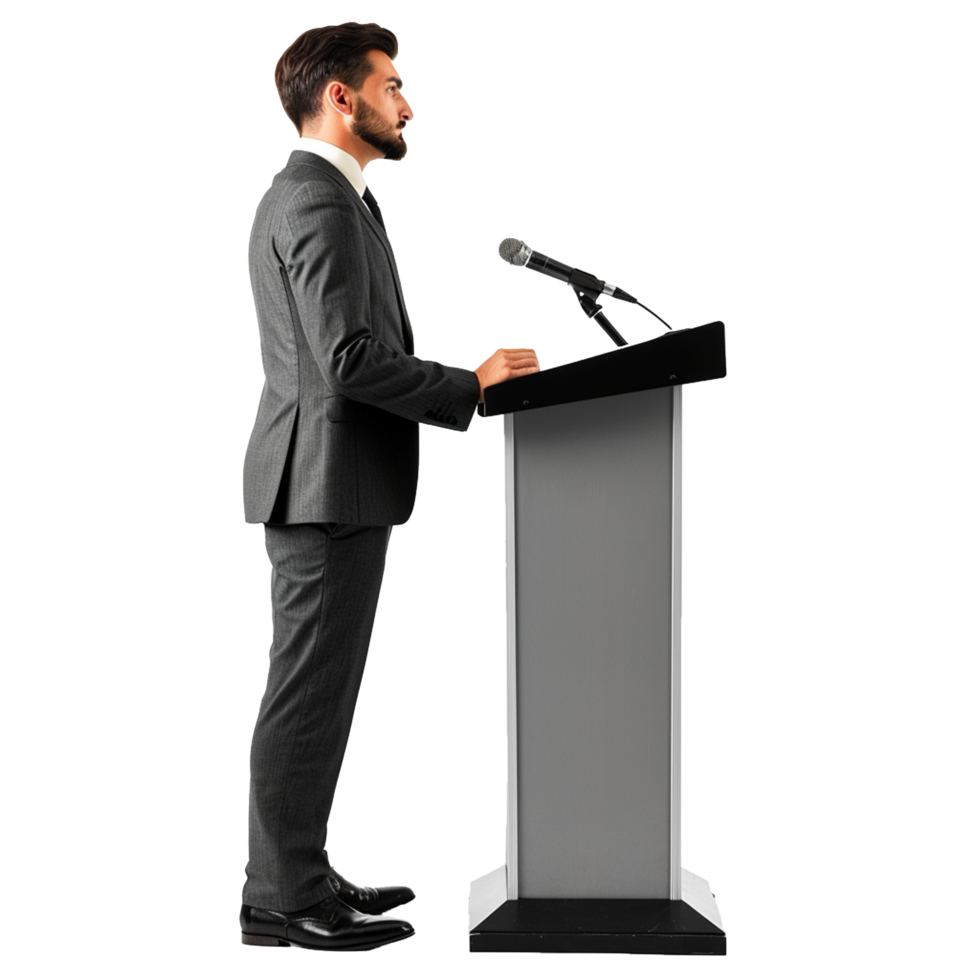 AI generated Businessman in microphone png isolated on transparent background