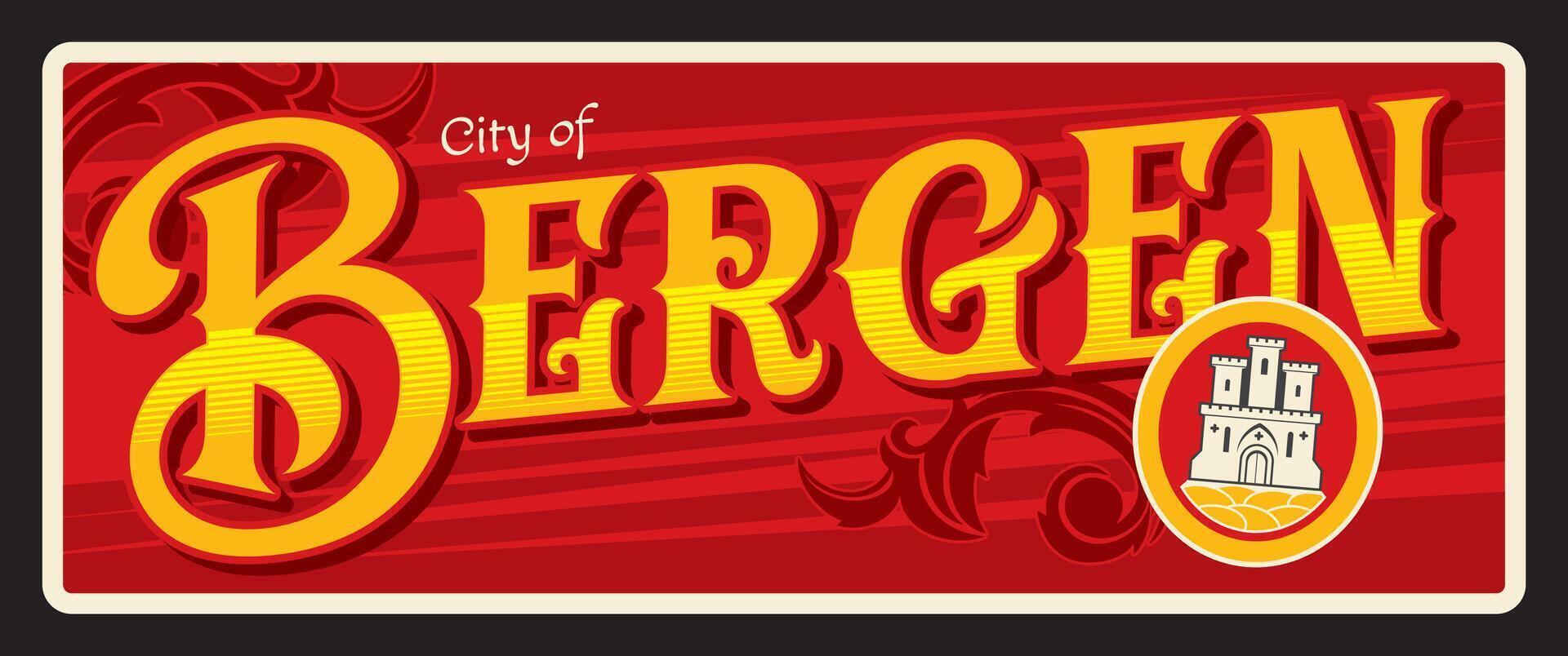 City of Bergen, Norway city travel sticker vector